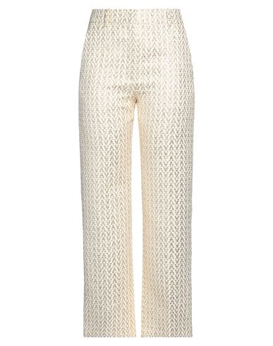 Valentino Garavani Woman Pants Cream Size 6 Cotton, Metallic Fiber, Polyester In White
