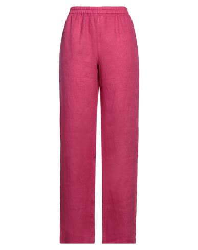 Shop Caliban Woman Pants Fuchsia Size 16 Linen In Pink