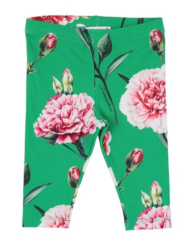 Shop Dolce & Gabbana Newborn Girl Leggings Green Size 3 Cotton, Elastane