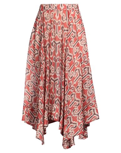 Bazar Deluxe Woman Midi Skirt Red Size 6 Cotton, Silk In Multi