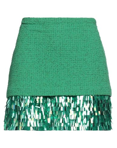 Pinko Woman Mini Skirt Green Size 4 Cotton, Acrylic, Polyester