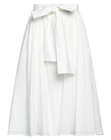 Kenzo Woman Midi Skirt Off White Size 6 Cotton