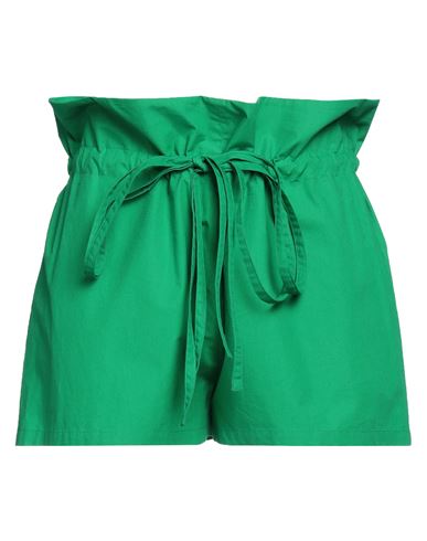 Shop Benjamin Benmoyal Woman Shorts & Bermuda Shorts Green Size L Cotton