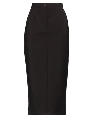 Sportmax Woman Midi Skirt Dark Brown Size 10 Virgin Wool