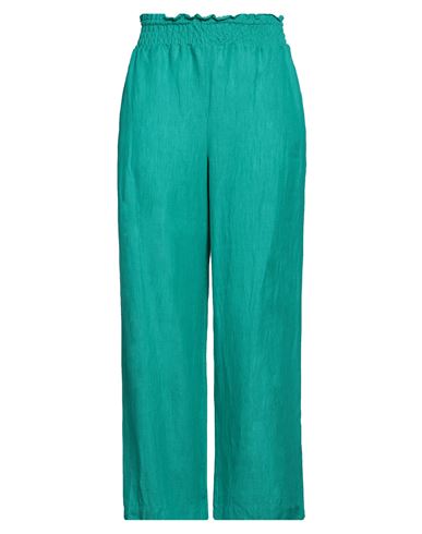 Shop Robert Friedman Woman Pants Emerald Green Size L Linen