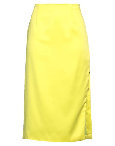 Gcds Woman Midi Skirt Yellow Size L Polyester, Elastane