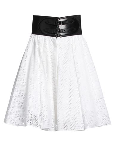 Shop Alaïa Woman Mini Skirt White Size 6 Cotton, Polyamide, Elastane, Calfskin
