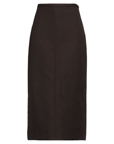 The Row Woman Midi Skirt Dark Brown Size 8 Cotton, Wool