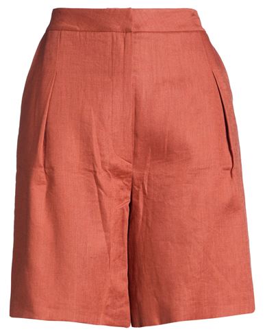 In The Mood For Love Woman Shorts & Bermuda Shorts Rust Size S Linen In Red