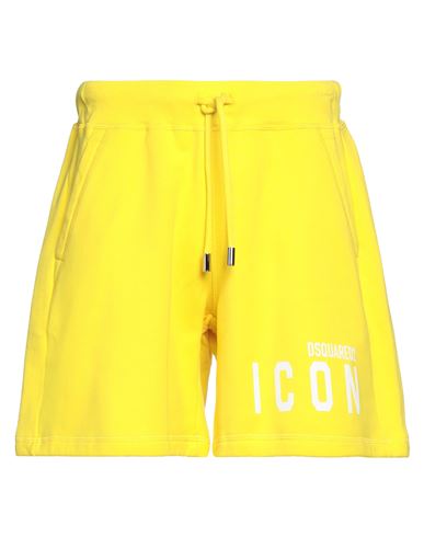 Shop Dsquared2 Man Shorts & Bermuda Shorts Yellow Size S Cotton, Elastane