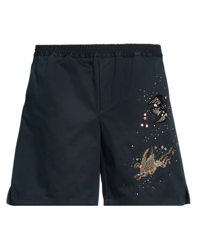 Valentino Garavani Man Shorts & Bermuda Shorts Navy Blue Size 38 Cotton, Viscose, Silk