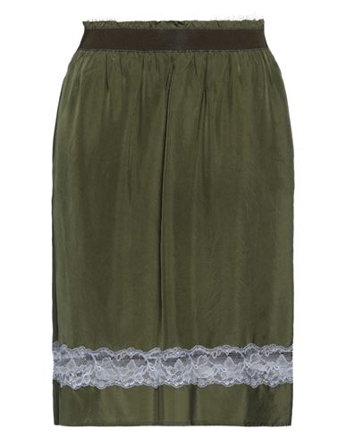 Shop Golden Goose Woman Midi Skirt Military Green Size 4 Cupro