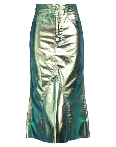 Rick Owens Woman Denim Skirt Acid Green Size 6 Cotton, Elastomultiester, Rubber