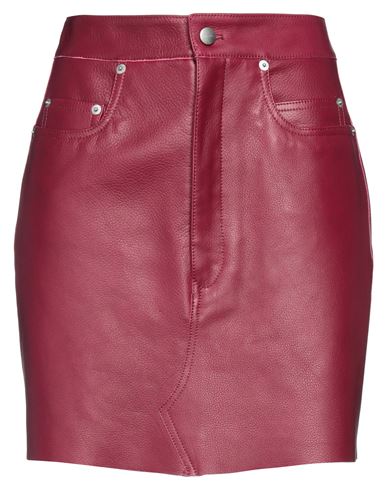 Shop Rick Owens Woman Mini Skirt Garnet Size 8 Cow Leather In Red