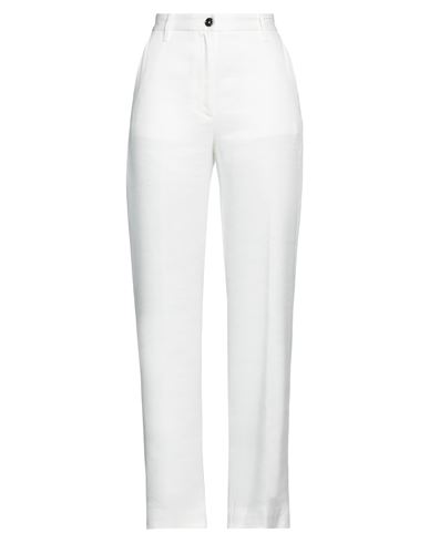 Hugo Woman Pants White Size 31 Linen, Viscose, Elastane