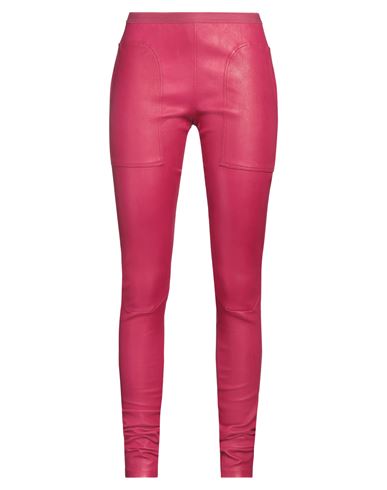 Rick Owens Woman Leggings Fuchsia Size 4 Lambskin, Cotton, Elastane In Pink
