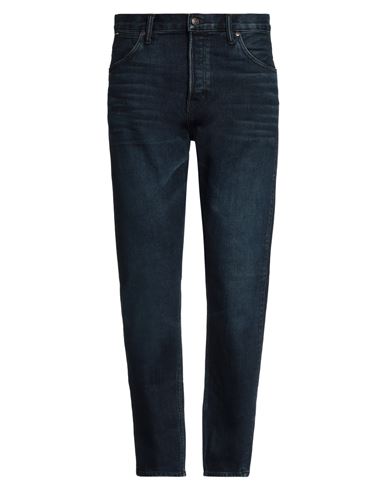 Tom Ford Man Jeans Blue Size 34 Cotton, Elastane, Cow Leather