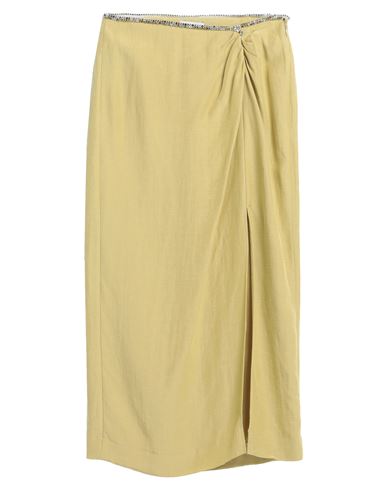 Shop Sandro Woman Midi Skirt Mustard Size 10 Viscose, Linen In Yellow