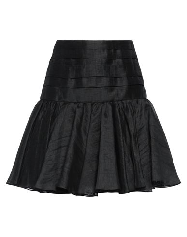 Shop Sandro Woman Mini Skirt Black Size 10 Linen, Polyester