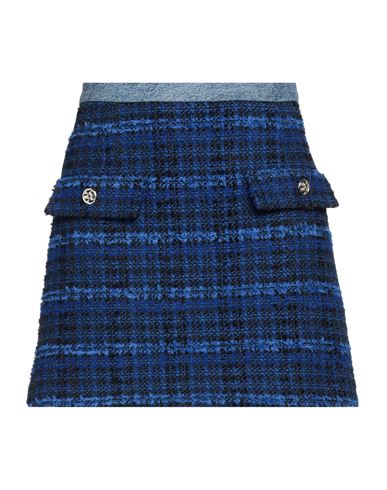 Sandro Woman Mini Skirt Blue Size 8 Cotton, Acrylic, Polyester, Wool, Viscose