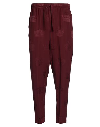 Shop Dolce & Gabbana Man Pants Burgundy Size 44 Silk In Red