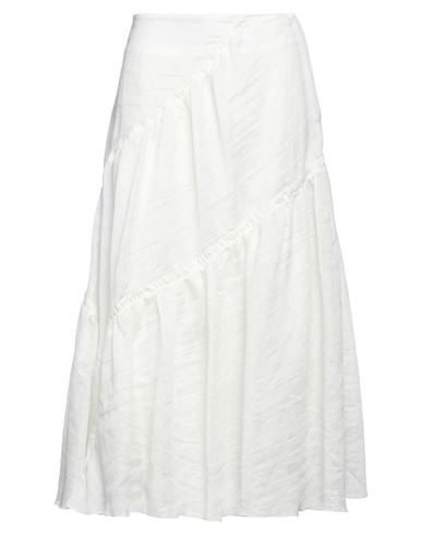 Shop Sandro Woman Midi Skirt White Size 10 Linen, Polyester