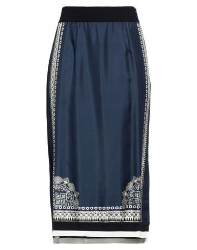 Etro Woman Midi Skirt Midnight Blue Size 12 Silk, Viscose, Cotton
