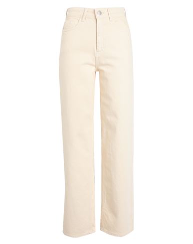 Vila Woman Jeans Ivory Size 8 Cotton, Elastane In White