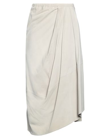 Gentryportofino Woman Midi Skirt Off White Size 6 Ovine Leather In Gray