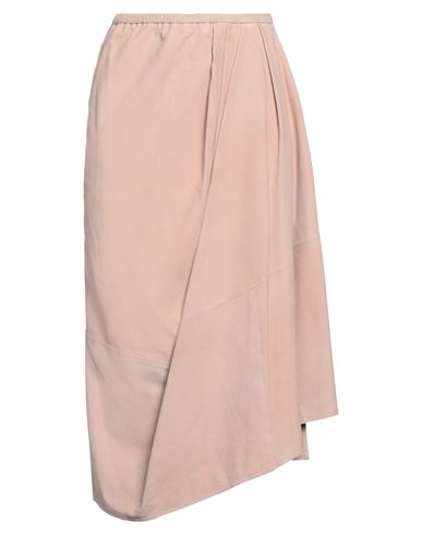 Gentryportofino Woman Midi Skirt Blush Size 8 Ovine Leather In Pink