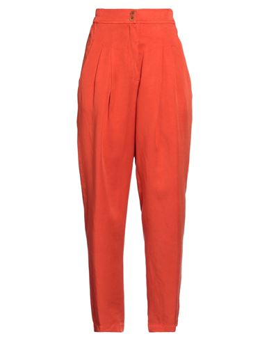 Gentryportofino Woman Pants Orange Size 8 Lyocell, Linen
