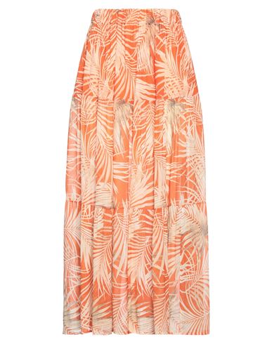 Fisico Woman Maxi Skirt Orange Size M Viscose, Silk