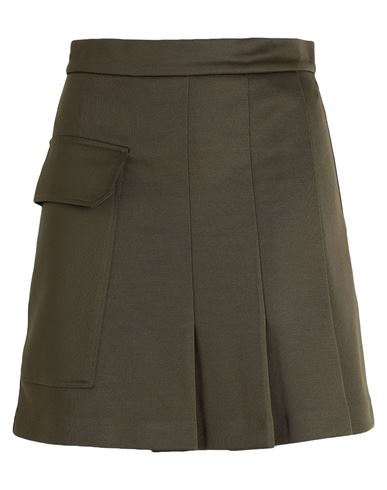 Max & Co . Jago Woman Mini Skirt Military Green Size L Polyester, Cotton