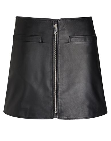 8 By Yoox Leather Full Zip-up Front Mini Skirt Woman Mini Skirt Black Size 12 Lambskin