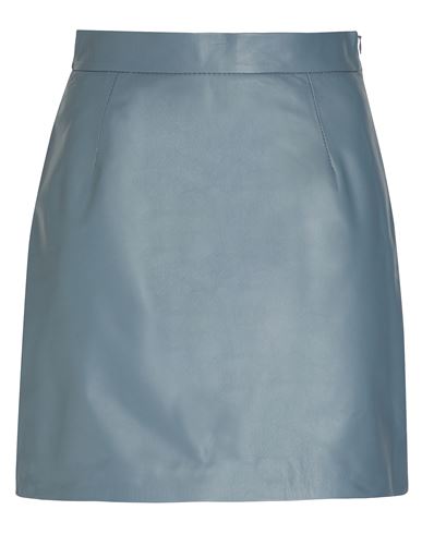 8 By Yoox Leather Essential Mini Skirt Woman Mini Skirt Grey Size 12 Lambskin