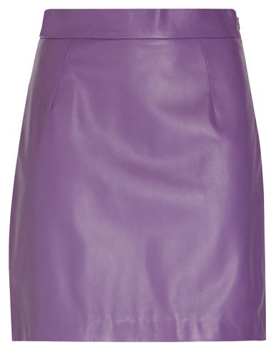 8 By Yoox Leather Essential Mini Skirt Woman Mini Skirt Purple Size 12 Lambskin