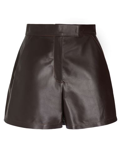 8 By Yoox Leather High-waist Bermuda Shorts Woman Shorts & Bermuda Shorts Cocoa Size 12 Lambskin In Brown