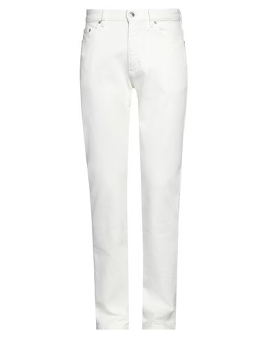 Shop Zegna Man Jeans White Size 31 Cotton, Elastane, Leather