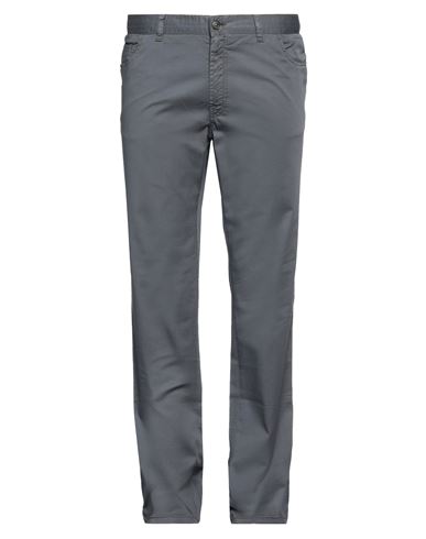 Shop Brioni Man Pants Lead Size 34 Cotton, Elastane, Cow Leather In Grey