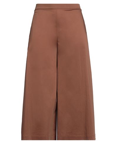 Victoria C. Woman Pants Brown Size 10 Cotton, Polyamide, Elastane