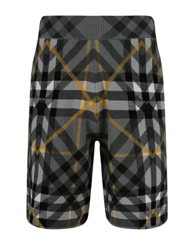 Burberry Tilton Layered Check Knit Shorts Man Shorts & Bermuda Shorts Multicolored Size Xl Cotton In Gray