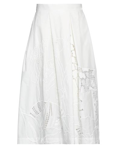 Shop Stella Jean Woman Midi Skirt White Size 4 Cotton