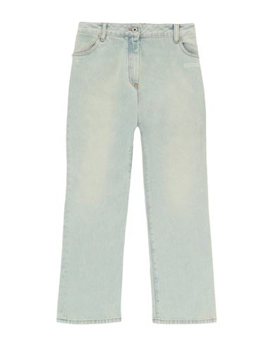Off-white Logo Print Straight Leg Jeans Woman Denim Pants Blue Size 27 Cotton