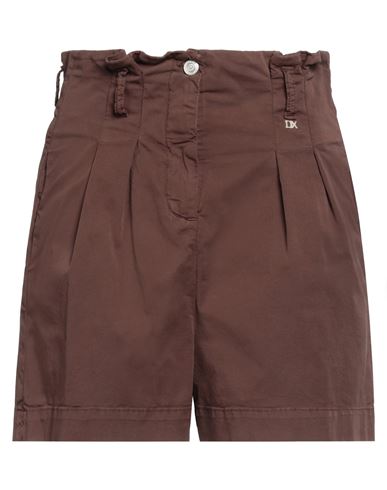 Dx Collection Woman Shorts & Bermuda Shorts Dark Brown Size S Cotton, Elastane