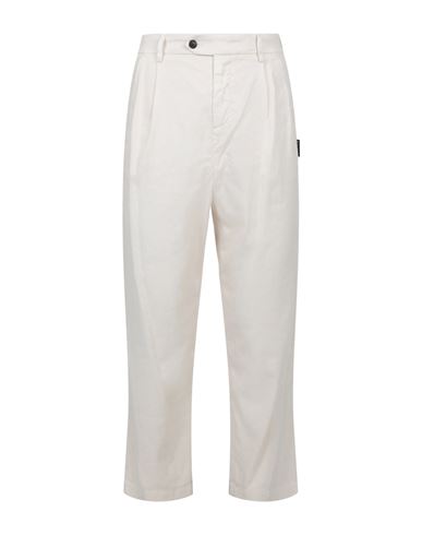Palm Angels Linen & Cotton Blend Chinos In White Black