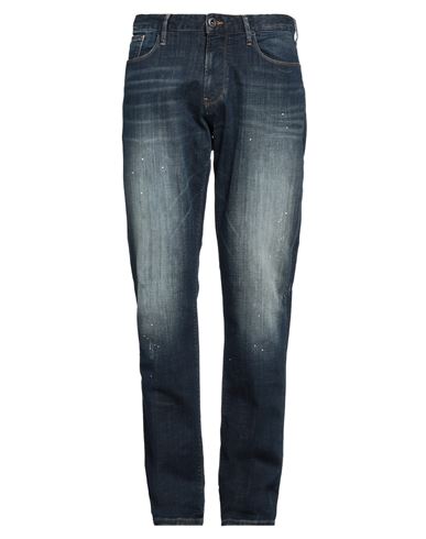 Shop Emporio Armani Man Jeans Blue Size 32w-34l Cotton, Elastane