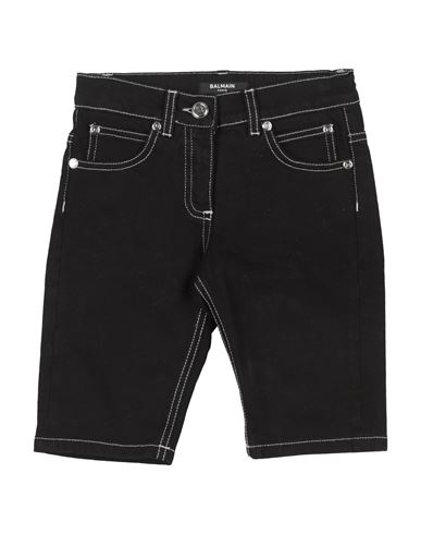 Shop Balmain Toddler Girl Denim Shorts Black Size 6 Cotton, Polyamide