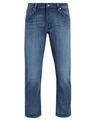 Shop Jack & Jones Man Jeans Blue Size 34w-32l Cotton, Recycled Cotton, Polyester, Elastane