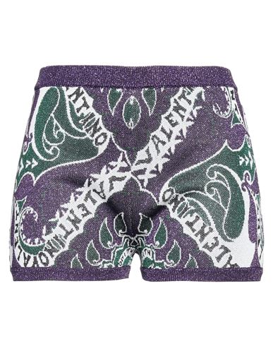 Shop Valentino Garavani Woman Shorts & Bermuda Shorts Purple Size M Viscose, Metallic Fiber
