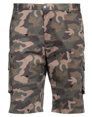 Shop Fred Mello Man Shorts & Bermuda Shorts Military Green Size 32 Cotton, Elastane